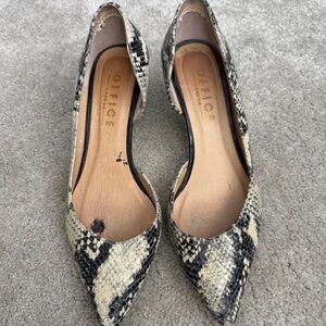 Office London Women's Snakeskin Pattern Heels - Black and Cream